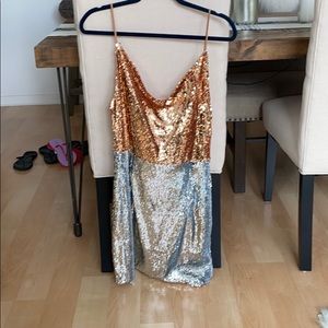 Sequin spaghetti strap mini dress